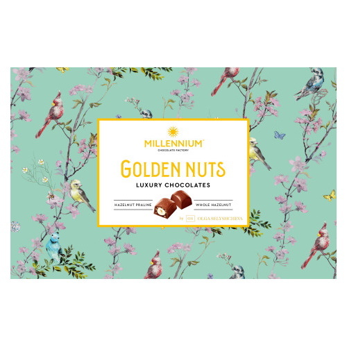 Конфеты Millennium «Golden Nut» с начинкой и целыми орехами, 145г
