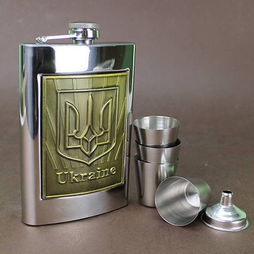 Набір фляги Silver coat з лійкою та стопками