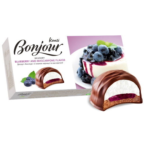 Десерт Bonjour KONTI со вкусом черники и маскарпоне 232г