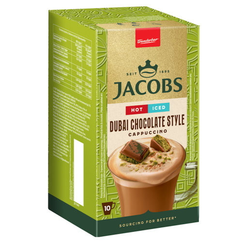  Упаковка кофейный напиток 3 в 1 Капучино Дубайский шоколад Якобс Jacobs 19гх10шт